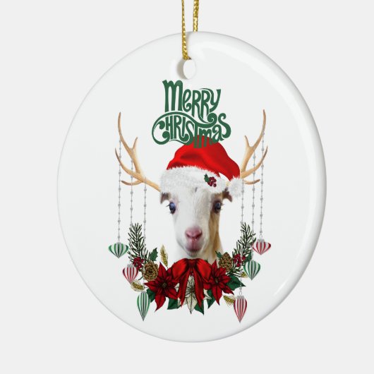Ziege Weihnachten Schönes LaMancha Kind in Antlers Keramik Ornament (Links)