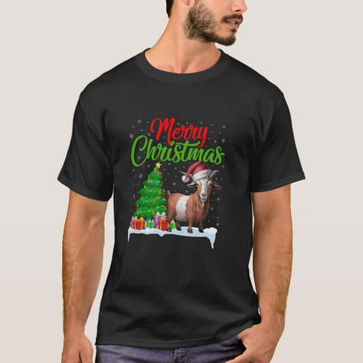 Ziege Weihnachtsbaum Lichter Funny Xmas Ziege Love T-Shirt (Vorderseite)