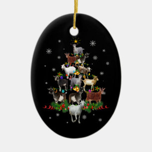 Ziege Weihnachtsbaum Schneegleite Xmas Keramik Ornament