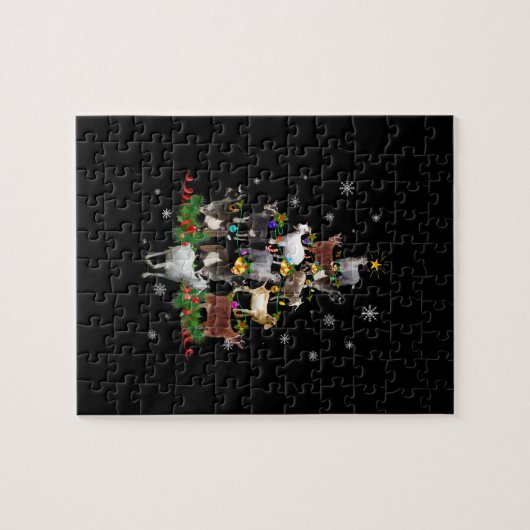 Ziege Weihnachtsbaum Schneegleite Xmas Puzzle (Horizontal)