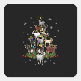 Ziege Weihnachtsbaum Schneegleite Xmas Quadratischer Aufkleber