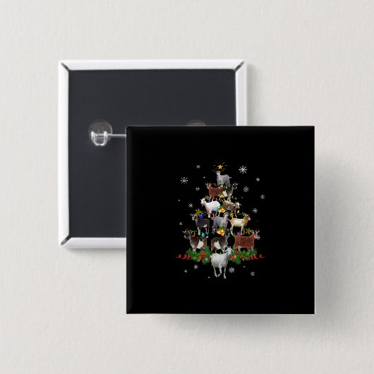 Ziege Weihnachtsbaum Snow Goat Xmas Button (Vorne & Hinten)