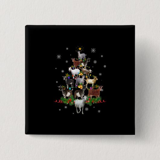 Ziege Weihnachtsbaum Snow Goat Xmas Button (Vorderseite)