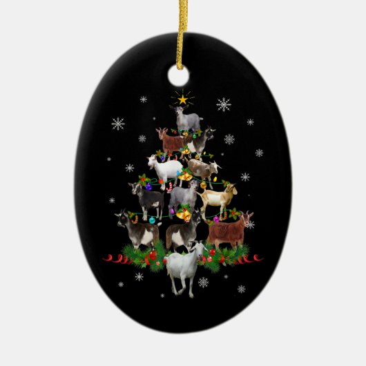Ziege Weihnachtsbaum Snow Goat Xmas Keramik Ornament (Vorne)