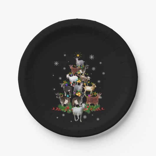 Ziege Weihnachtsbaum Snow Goat Xmas Pappteller (Vorderseite)