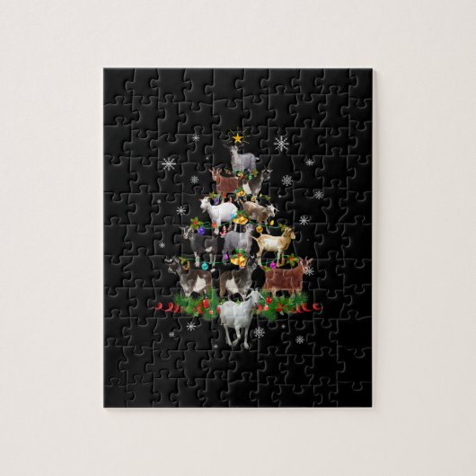 Ziege Weihnachtsbaum Snow Goat Xmas Puzzle (Vertikal)