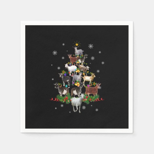 Ziege Weihnachtsbaum Snow Goat Xmas Serviette (Vorderseite)