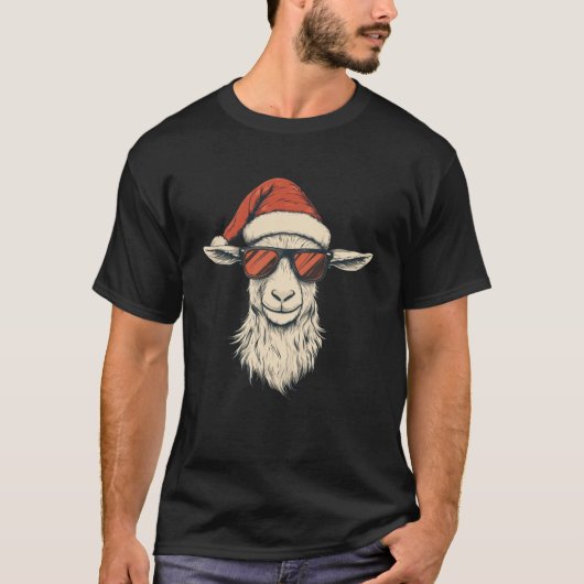 Ziege Weihnachtsmannmütze Funny Niedlich Farm Anim T-Shirt (Vorderseite)