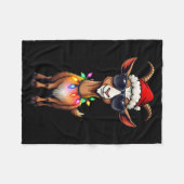 Ziege Weihnachtsmannmütze Lichter Weihnachten Nied Fleecedecke (Vorderseite (Horizontal))