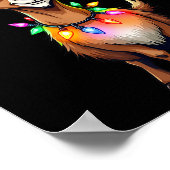 Ziege Weihnachtsmannmütze Lichter Weihnachten Nied Poster (Ecke)