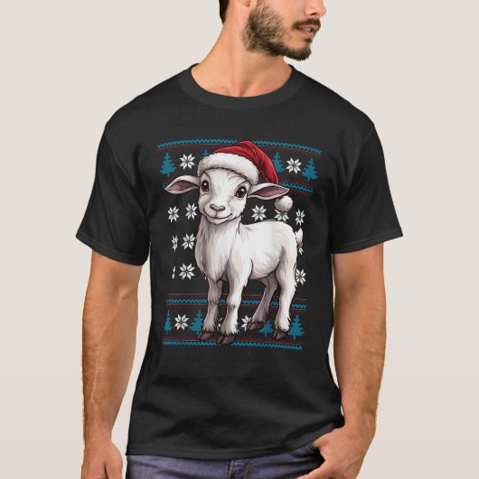 Ziege Weihnachtsmannmütze Ugly Christmas Sweater G T-Shirt (Vorderseite)