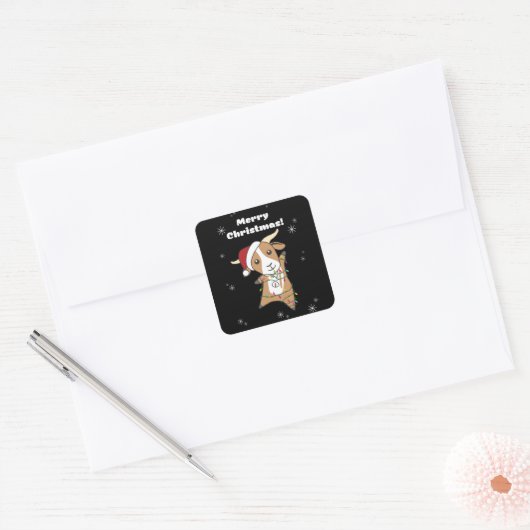 Ziege Weihnachtsziegen Wintertiere Quadratischer Aufkleber (Umschlag)