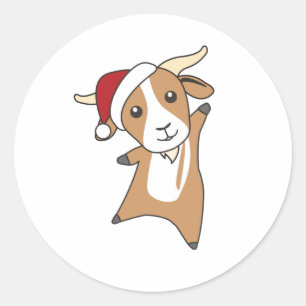 Ziege Weihnachtsziegen Wintertiere Runder Aufkleber