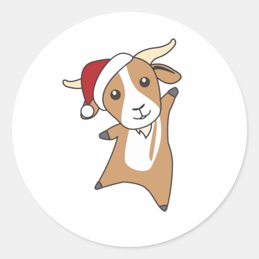 Ziege Weihnachtsziegen Wintertiere Runder Aufkleber (Vorderseite)