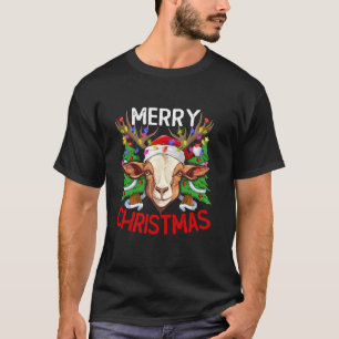 Ziege Xmas Tree Lighting Santa Goat Frohe Weihnach T-Shirt