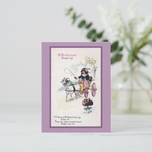 Ziege Zeichnend Buggy Vintag Geburtstag Postkarte (Stehend Vorderseite)