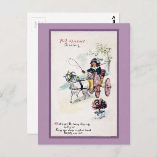 Ziege Zeichnend Buggy Vintag Geburtstag Postkarte (Vorne/Hinten)