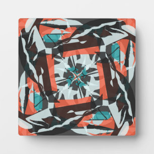 Ziegel-Design in Orange, Schwarz und Aqua Fotoplatte