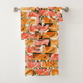 Ziegelartig zeichnend mit hellen Farbtönen Badhandtuch Set