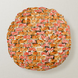 Ziegelartig zeichnend mit hellen Farbtönen Rundes Kissen