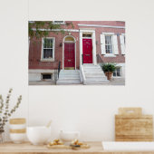 Ziegelhäuser - rote Türen Poster (Küche)
