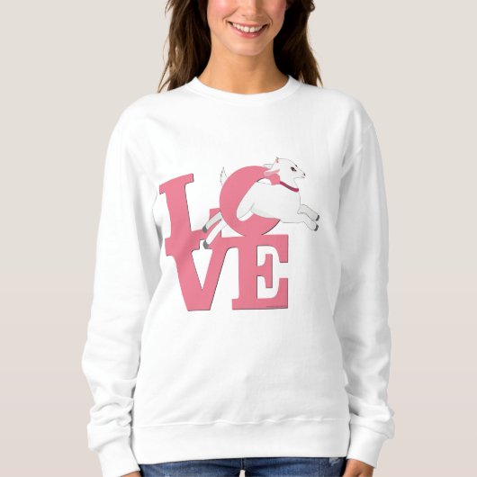 ZIEGELLOVER | BABY PINK Goat L O V E - Weiße Ziege Sweatshirt (Vorderseite)