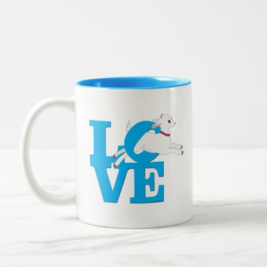 ZIEGELLOVER | BLAUE ZIEGE L O V E - Weiße Ziege Zweifarbige Tasse (Links)