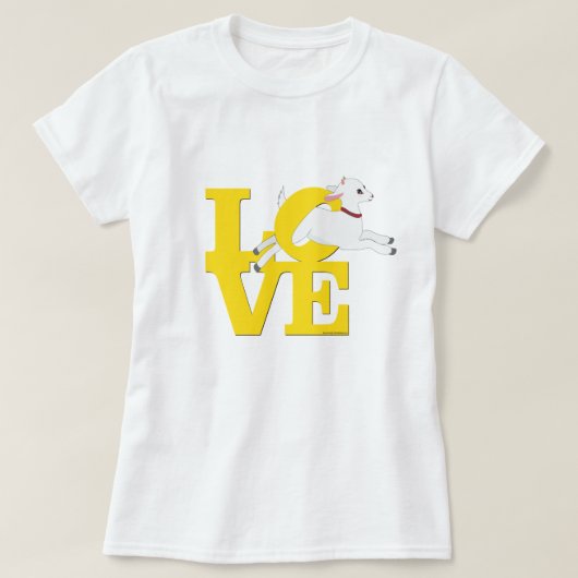 ZIEGELLOVER | GELBE Ziege L O V E - Weiße Ziege T-Shirt (Design vorne)