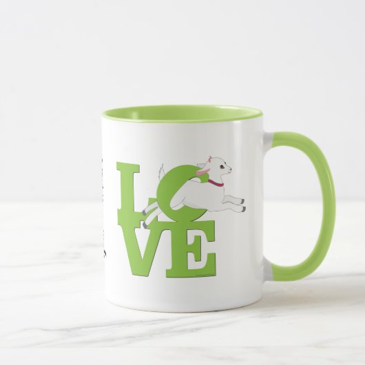ZIEGELLOVER | GREEN Goat L O V E - Weiße Ziege Tasse (Rechts)
