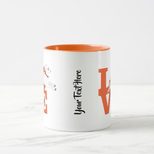 ZIEGELLOVER | ORANGE Goat L O V E - Weiße Ziege Tasse (Zentrum)