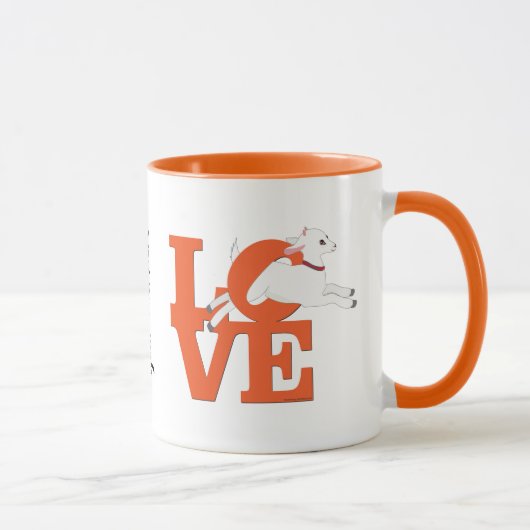 ZIEGELLOVER | ORANGE Goat L O V E - Weiße Ziege Tasse (Rechts)
