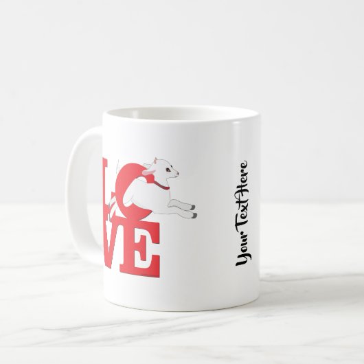 ZIEGELLOVER | RED Goat L O V E - White Goat Kaffeetasse (Vorderseite Links)