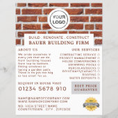 Ziegelmauer, Gebäude-Firm-Logo, Werbespots für Bau Flyer (Vorne)