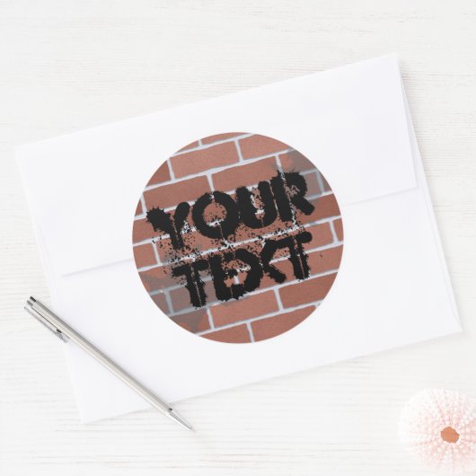 Ziegelmauer, IHRER TEXT Runder Aufkleber (Umschlag)