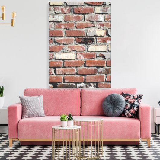Ziegelmauer, rote Ziegelsteine, alte Struktur Leinwanddruck (Insitu (Wohnzimmer))
