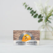 Ziegelmauer | Rundsäge | Bauwerkzeuge Visitenkarte (Stehend Vorderseite)