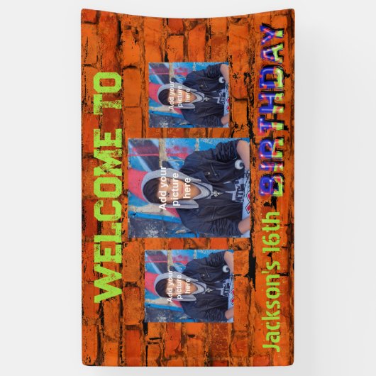 Ziegelmauerbild Geburtstag Banner (Vertikal)