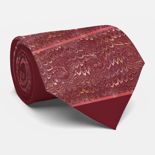 Ziegelrot-Marmor-Druck Krawatte (Gerollt)