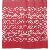 Ziegelrot mit weißen Rollen Duschvorhang (Vorderseite)