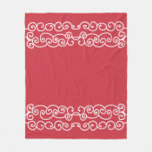 Ziegelrot mit weißen Rollen Fleecedecke (Vorderseite)