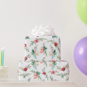 Ziegelrote und pastellrote Girlanden Geschenkpapier