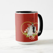 Ziegelrote verschlungene Herzen Tasse (VorderseiteRechts)