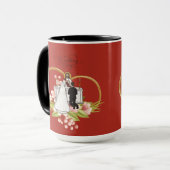 Ziegelrote verschlungene Herzen Tasse (Vorderseite Links)