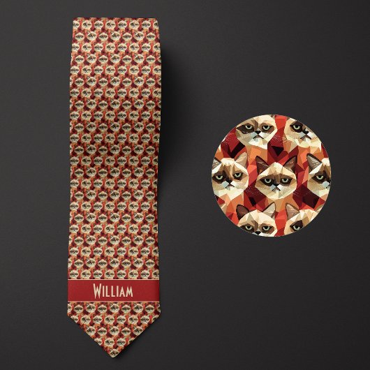 Ziegelrotes geometrisches Muster Krawatte