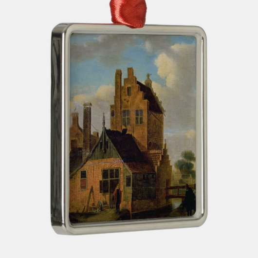 Ziegelstein-Häuser Silbernes Ornament (Rechts)