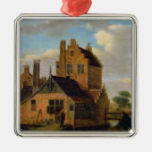 Ziegelstein-Häuser Silbernes Ornament (Vorne)