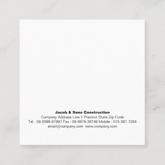 Ziegelstein Mason Mauerbau Quadratische Visitenkarte (Rückseite)