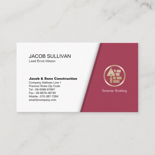 Ziegelstein Mason Mauerbau Visitenkarte (Vorderseite)