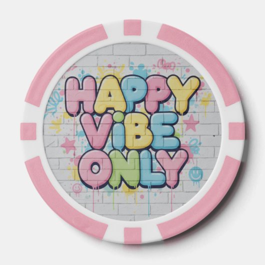 Ziegelstein mit farbenfrohem Text 'Happy Vibe Only Pokerchips (Vorderseite)