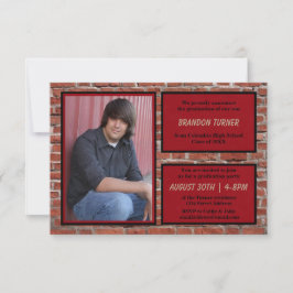 Ziegelstein, rot u. schwarz mit Foto-3x5Grad Einladung